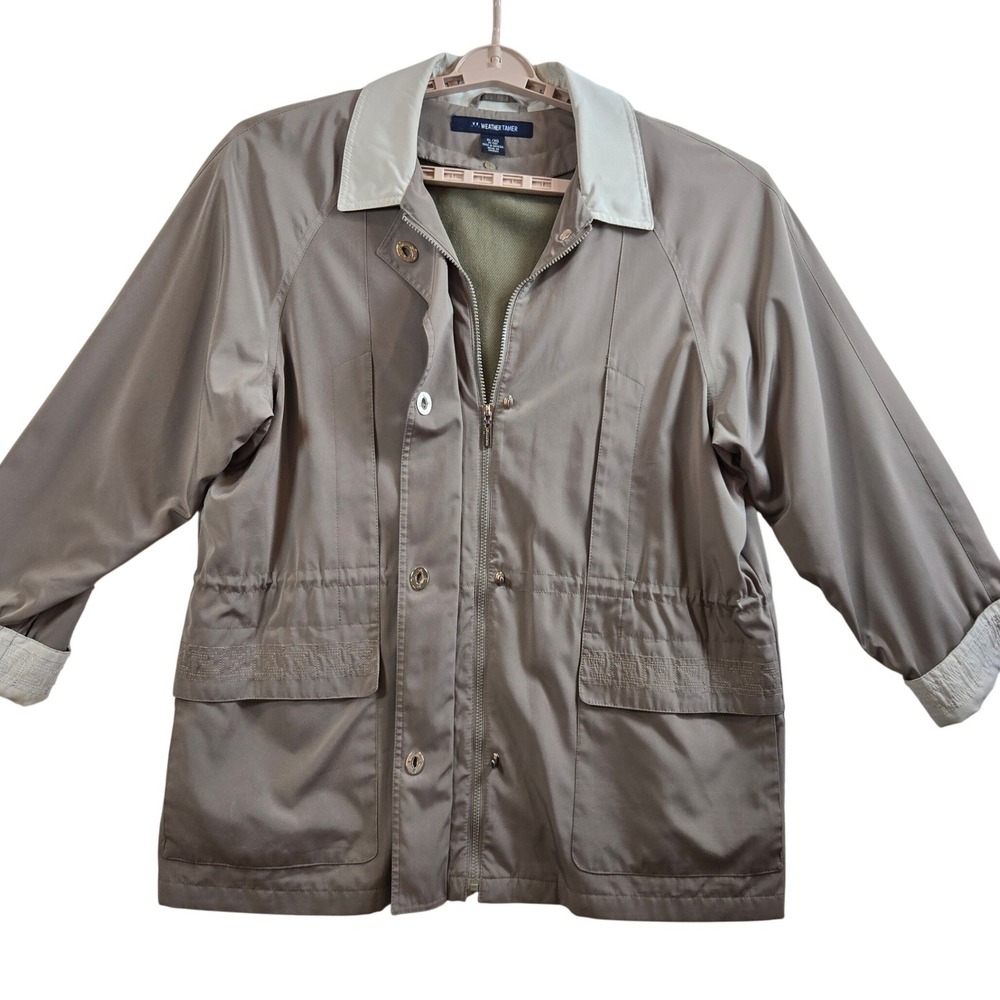 Jacket Womens XL Taupe‎ Beige Classic Greek Key Embroidery Lining Nice Quality